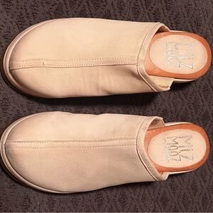 Miz Mooz Cream Leather Slip-On Shoes.